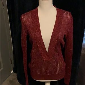 New York &Company Sparkly Red Sweater Size S